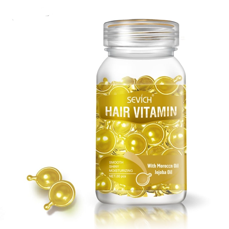 Moroccan, Sunflower, Jojoba, Aleo Vera, Ginseng Honey Keratin Complex Hair Vitamin Serum Treatment Oil Capsules Dry Hair Growth Scalp Treatment