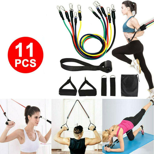 Effective Resistance Sport Fitness Band Set Strengthen Tone Shape Yoga Physical Therapy 11pcs Set