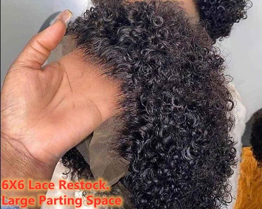 100% Human Hair Pixie Cut Short Curly Bob Lace Front 6x6 5x5 Lace Closure Wig Medium Brown