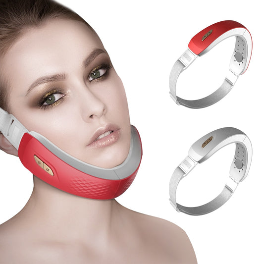 Facial Promote Slimming Vibration Massager Double Chin Reducer V-Line Up Lift Belt LED Photon Therapy EMS Face Lifting