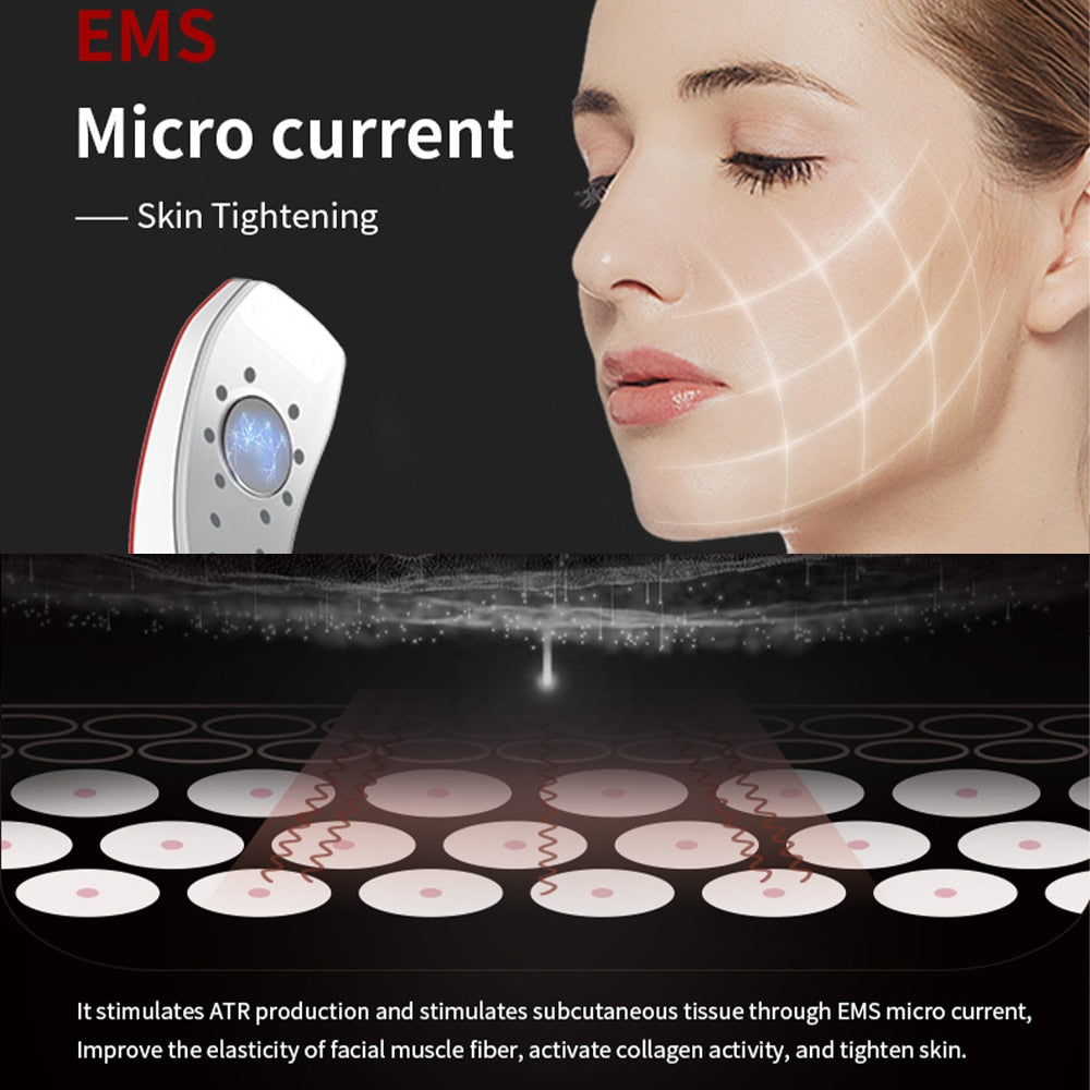 Facial Promote Slimming Vibration Massager Double Chin Reducer V-Line Up Lift Belt LED Photon Therapy EMS Face Lifting